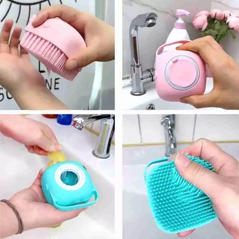 Soft Silicone Bath Brush With Hooks  Baby Showers Cleaning Bath Brushes  Mud Dirt Remover Massage Back Scrub  Showers (Random Color)