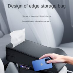 Car Armrest Box Height Pad Universal Central Elbow Rest Support Leather Auto Armrest Cover With Tissue Holder Armrest Cover