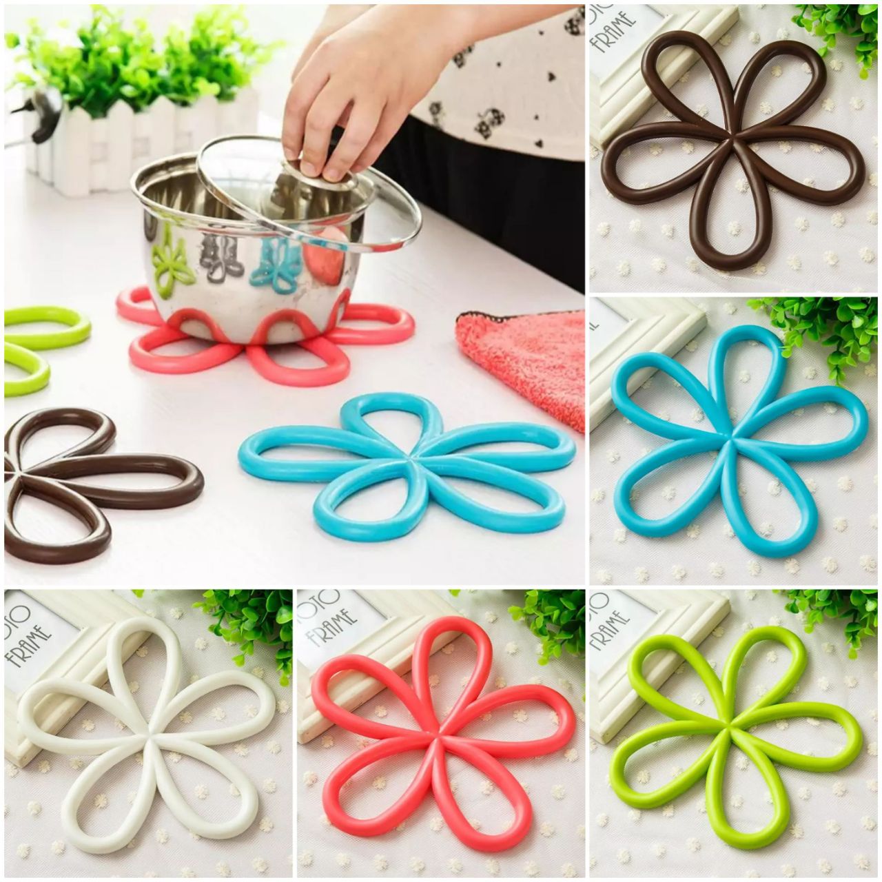 Silicone Flower Hot Pot Mat Stand Heat Resistant Mat For Protect your Dastar khan And Table To Burning (random colors) - Image 3