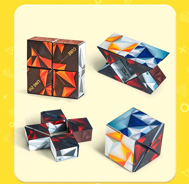 3D Geometric Cubic Toys Infinite Reversible Magic Cube Anti Stress Hand Flip Puzzle Game - Image 2