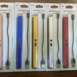 Gas Lighter  Long with New Slide Out Design  USB Gas Lighter Rechargeable with LED Display, Plasma Arc Lighter (Random color)
