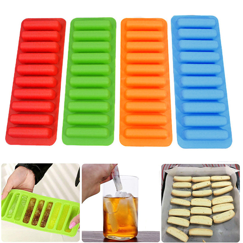 10 Grids Stick Shape Ice Tray Non-Stick | 10 Hole Finger Shape Cylinder Silicone Ice Cube - Image 4